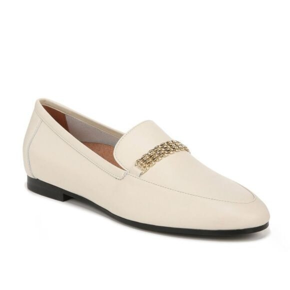 Vionic Charlotte Chain Detail Loafer in Off White Leather Size 6 - Picture 1 of 12
